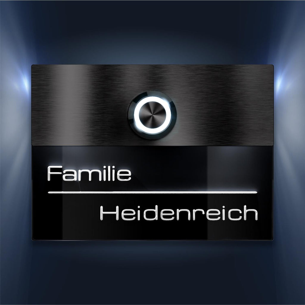 Metzler Türklingel Edelstahl mit 3D-Namensgravur + LED-Taster optional | Sena