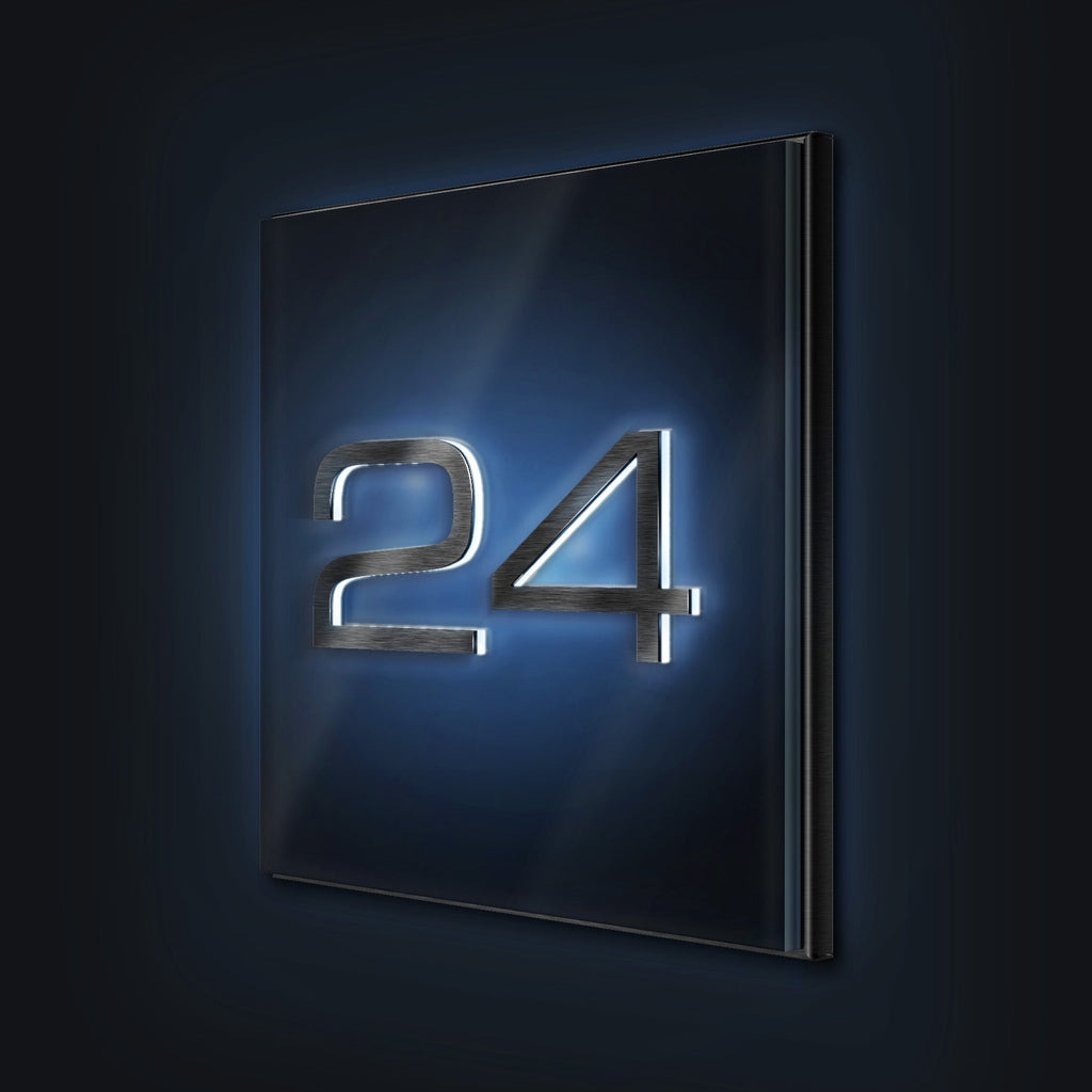 Metzler LED-beleuchtetes Hausnummernschild aus Edelstahl hochglanz