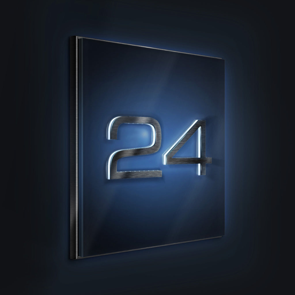 Metzler LED-beleuchtetes Hausnummernschild aus Edelstahl hochglanz