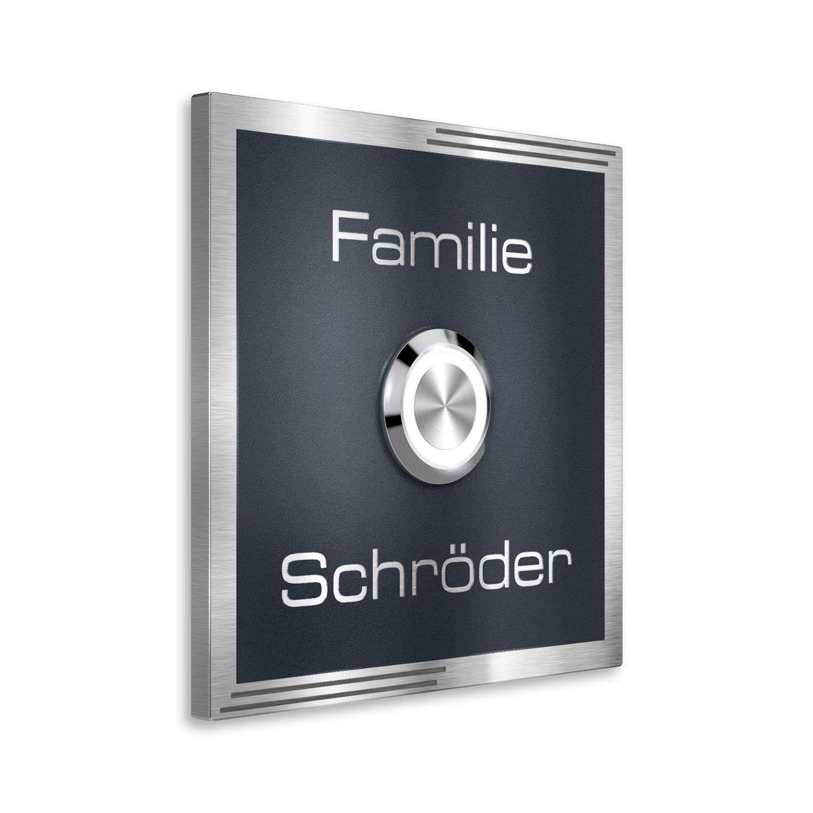 Metzler Türklingel aus Edelstahl mit Gravur + LED-Taster optional | Ari
