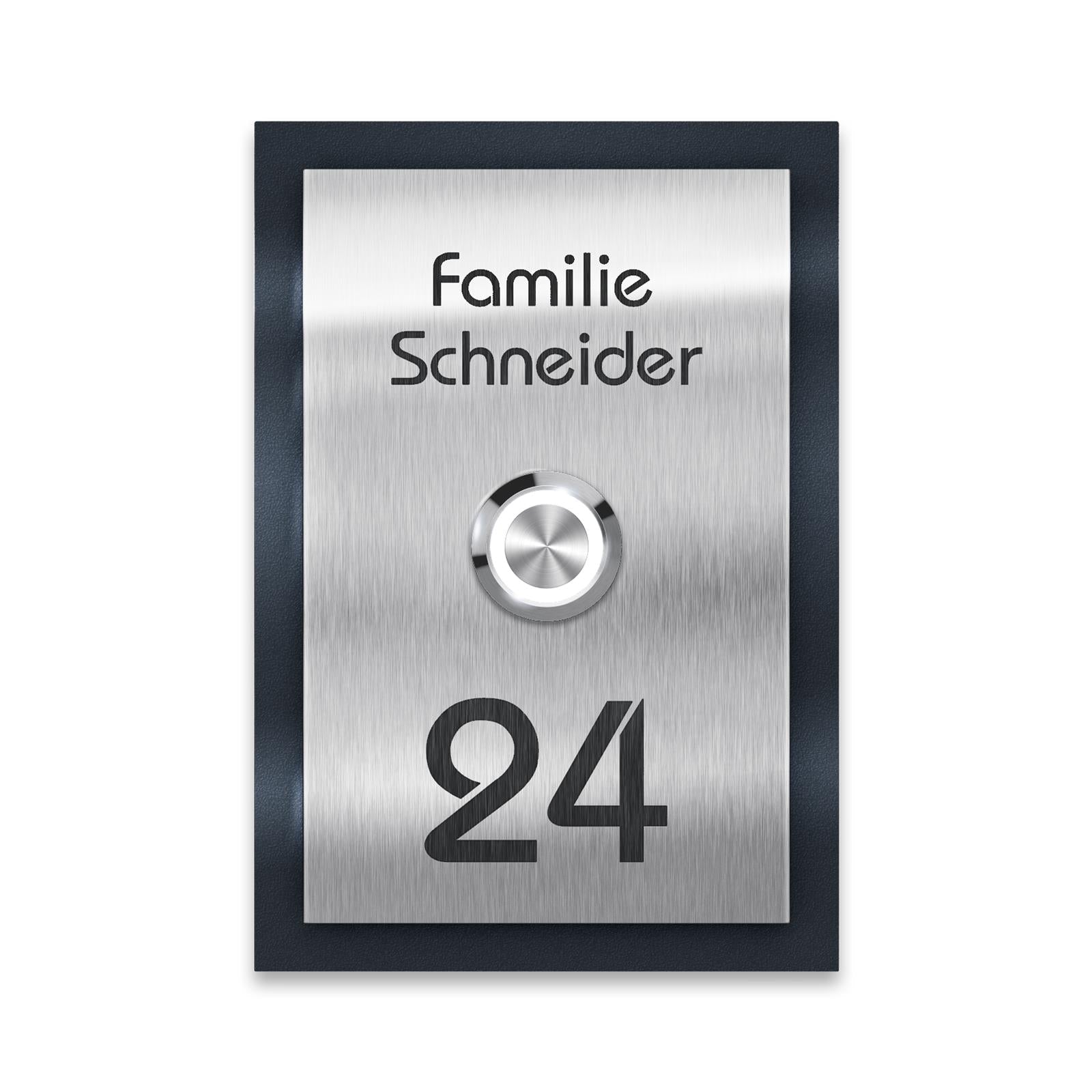 Metzler Klingelschild Anthrazit Edelstahl Gravur + LED-Taster | Decker XL