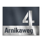 Hausnummernschild aus Edelstahl in Anthrazit groß