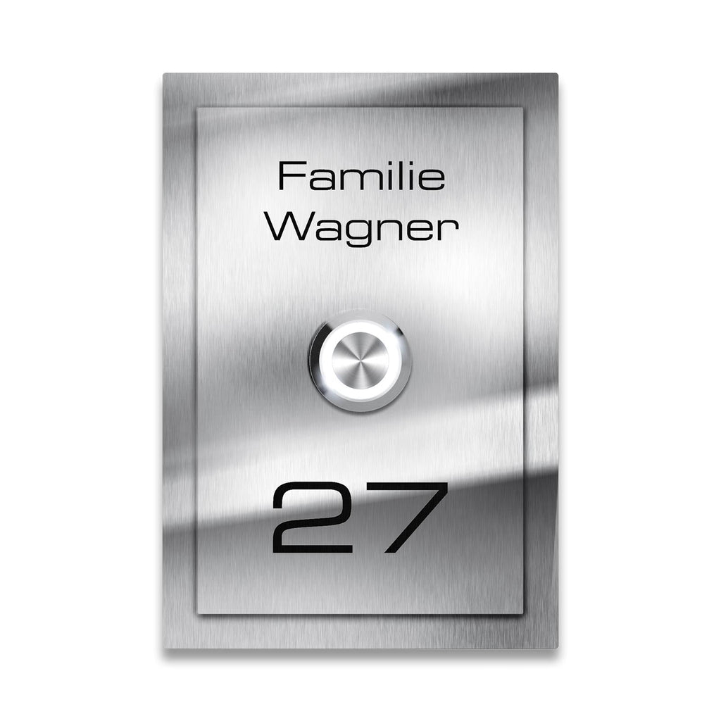 Metzler Klingelschild Edelstahl Gravur + LED-Taster | Decker XL