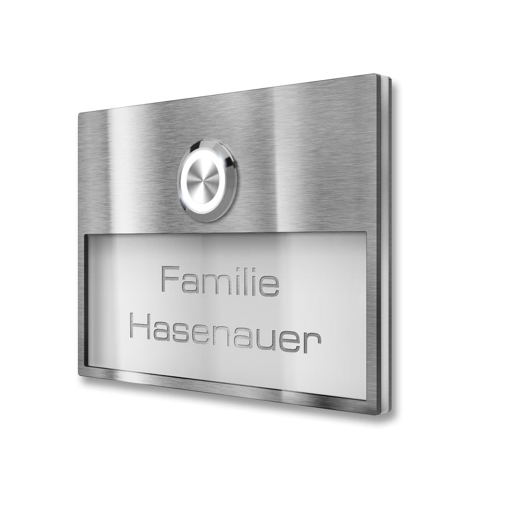 Metzler Türklingel Weiß austauschbares Namensschild Gravur | Otto Slim