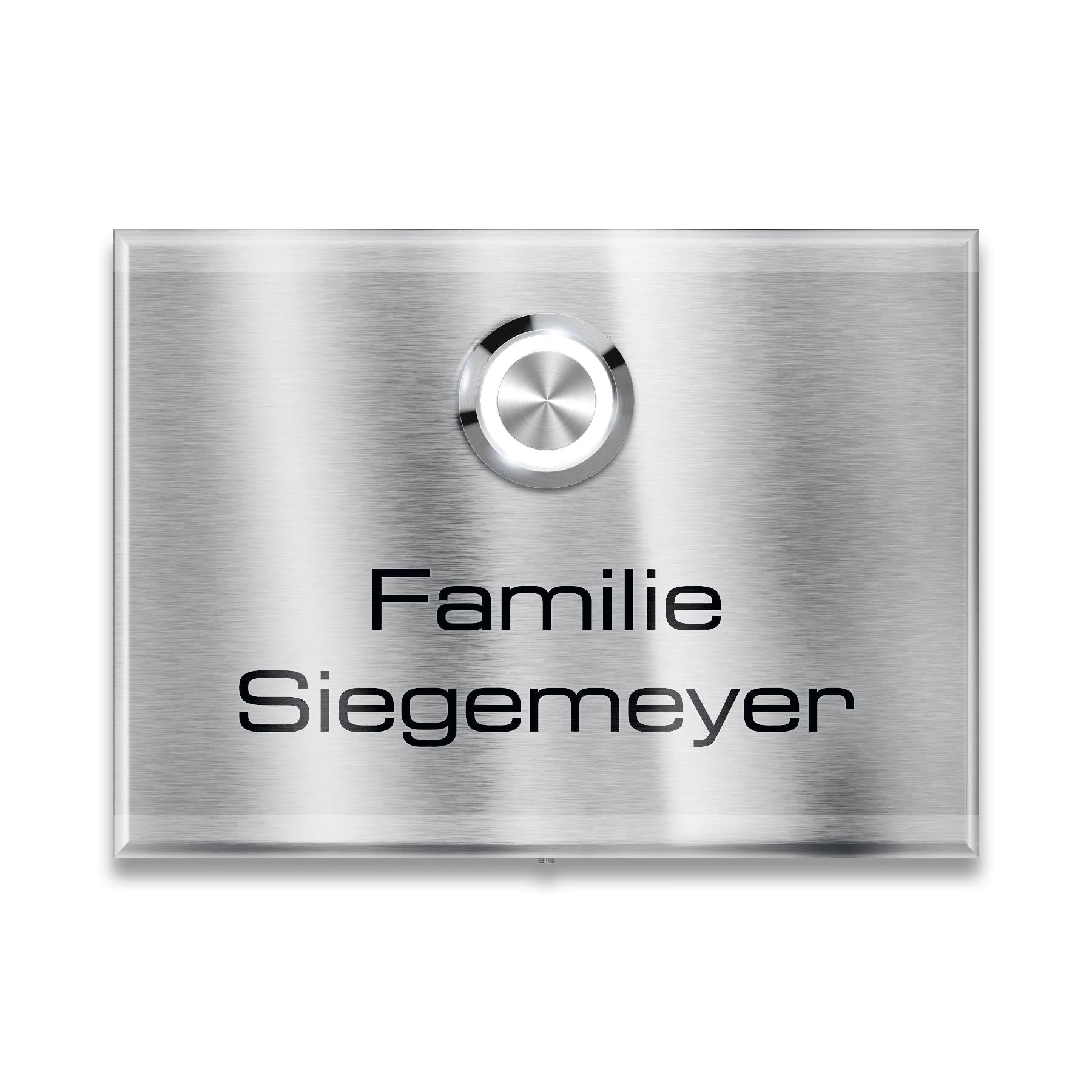Metzler Aufputz Türklingel | personalisiert mit Gravur | Edelstahl-Taster mit LED | Vitus