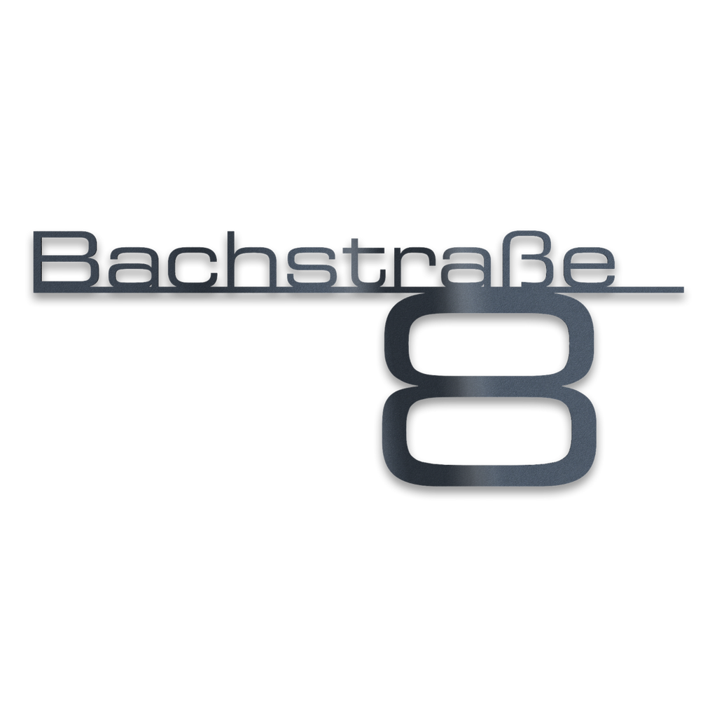 Metzler Edelstahl Schriftzug mit Straße & Hausnummer | Bach