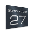 Hausnummernschild in Anthrazit aus Edelstahl mit  Straße & Hausnummer