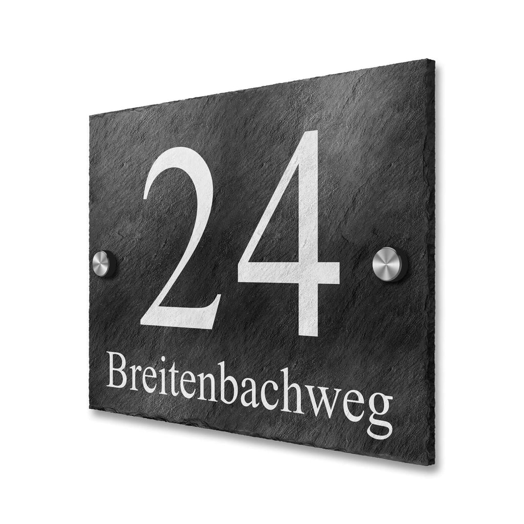 Hausnummernschild aus Naturschiefer inkl. Lasergravur   ALT  ALT  ALT