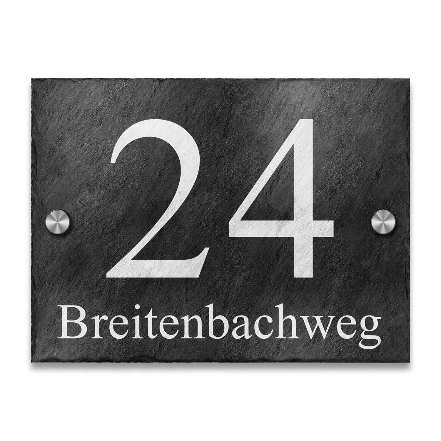 Hausnummernschild aus Naturschiefer inkl. Lasergravur   ALT  ALT  ALT