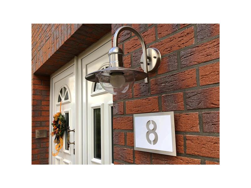Hausnummernschild aus Edelstahl  in Weiß