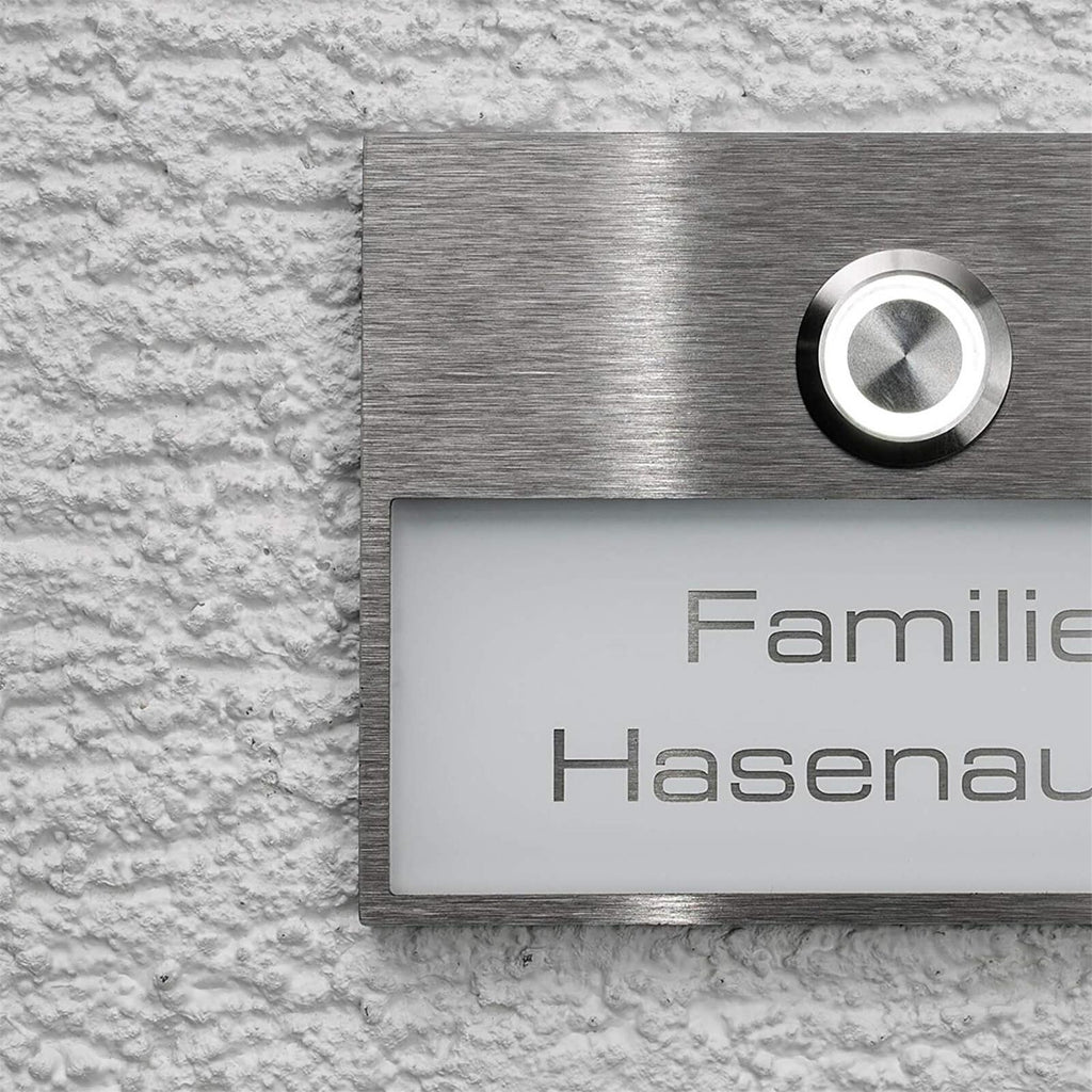 Metzler Türklingel Weiß austauschbares Namensschild Gravur | Otto Slim