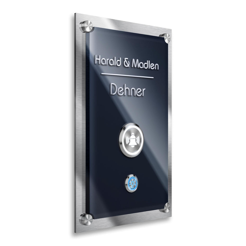 Metzler Klingelschild Anthrazit mit zwei LED-Tastern 3D-Gravur | Julius