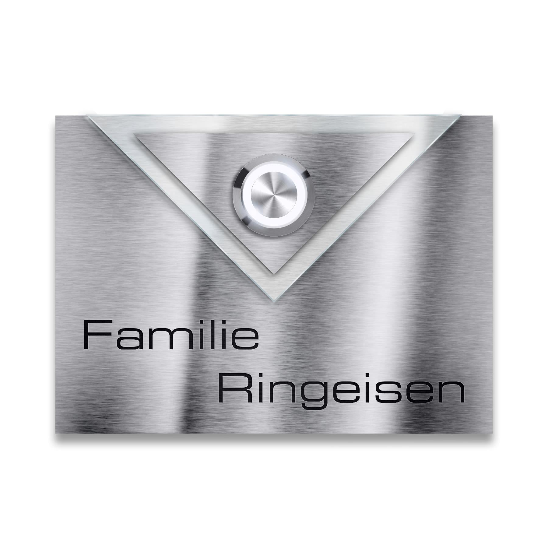Metzler Design Klingelschild mit Gravur + LED-Drucktaster optional | Velora