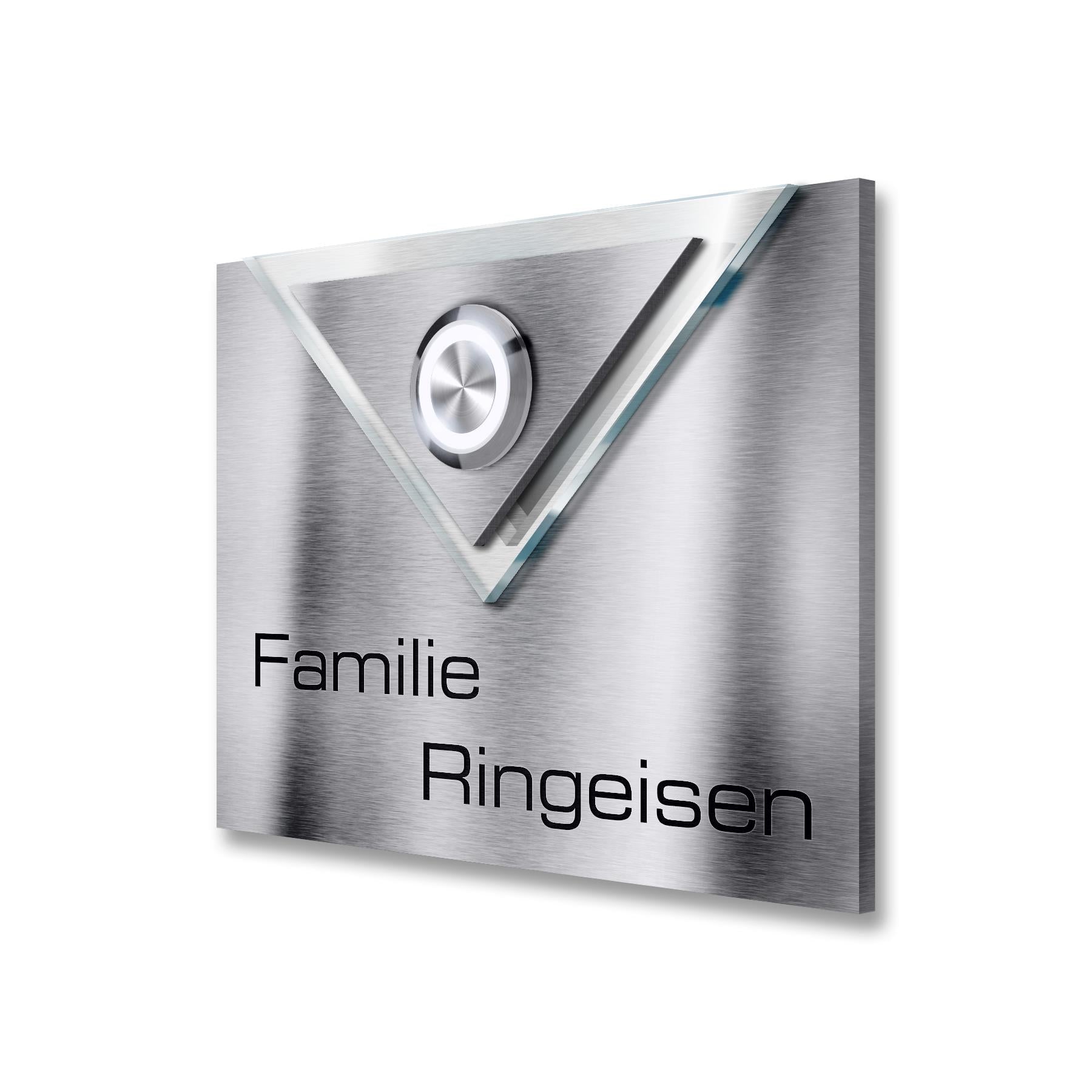 Metzler Design Klingelschild mit Gravur + LED-Drucktaster optional | Velora