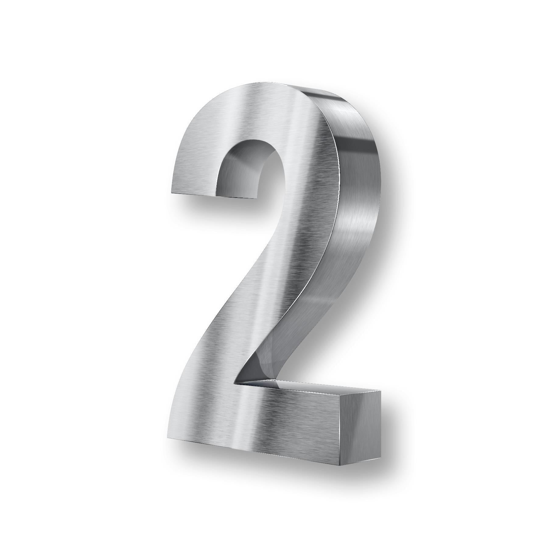 Metzler 3D-Hausnummer | Edelstahl grob geschliffen | Höhe 20 cm