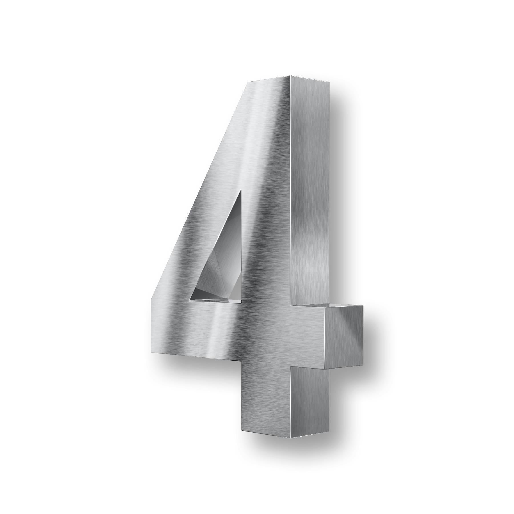 Metzler 3D-Hausnummer | Edelstahl grob geschliffen | Höhe 20 cm