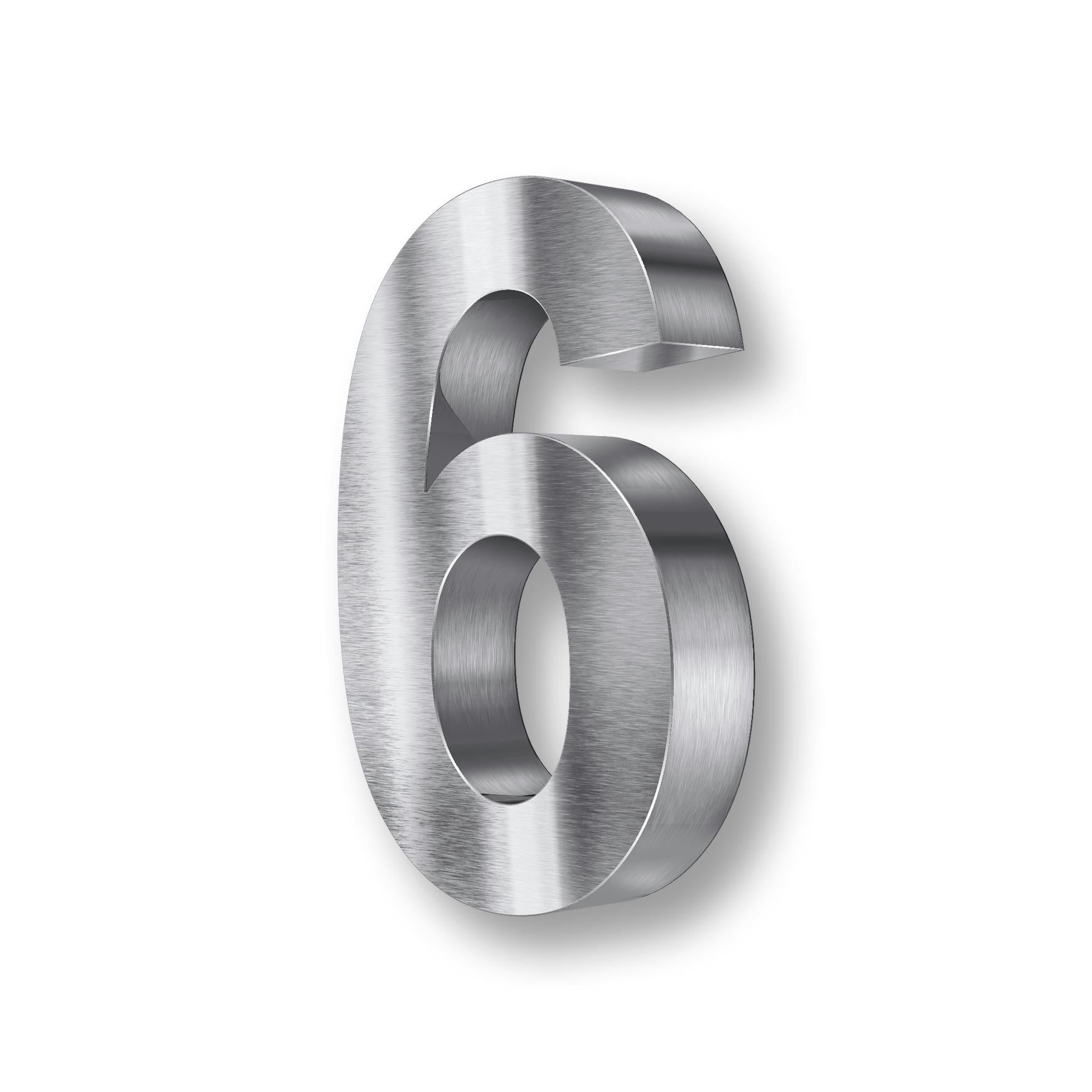 Metzler 3D-Hausnummer | Edelstahl grob geschliffen | Höhe 20 cm
