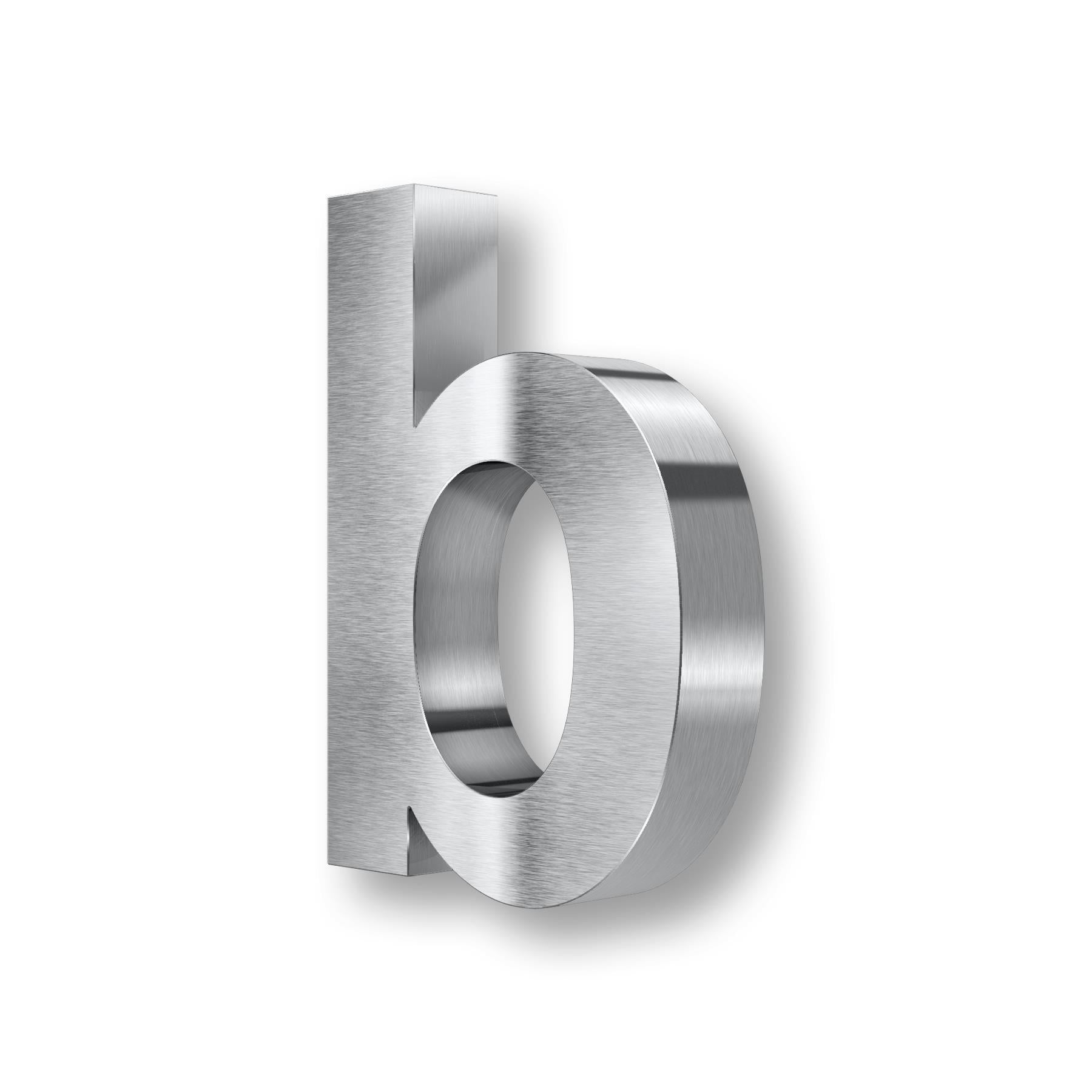 Metzler 3D-Hausnummer | Edelstahl grob geschliffen | Höhe 20 cm