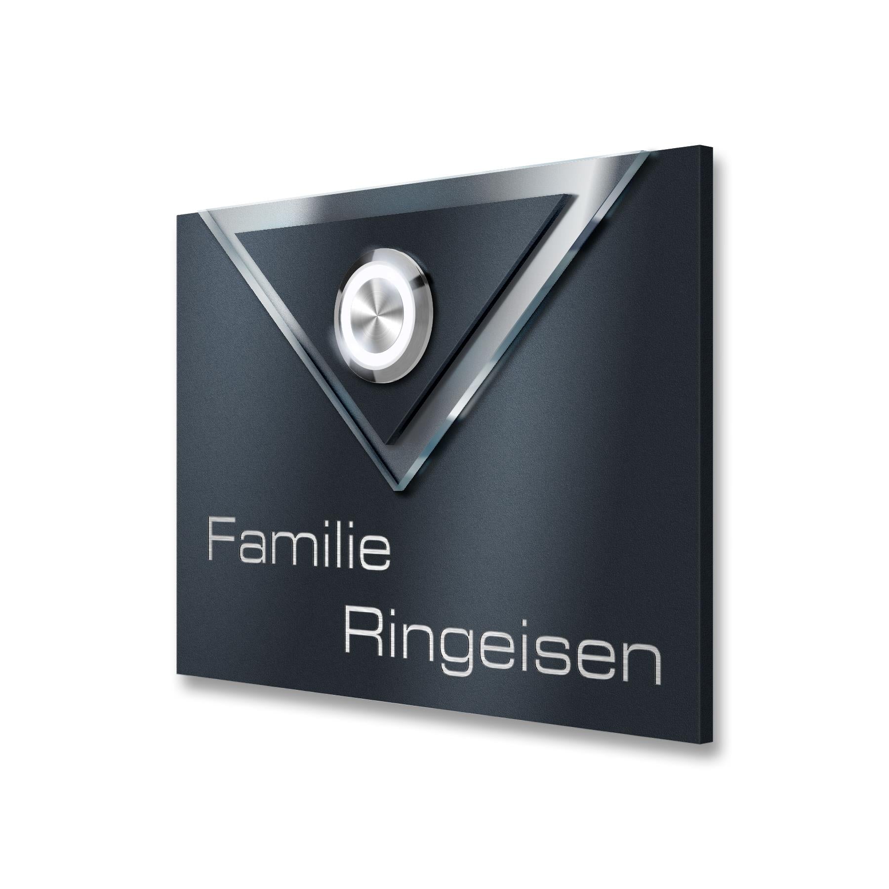 Metzler Design Klingelschild mit Gravur + LED-Drucktaster optional | Velora