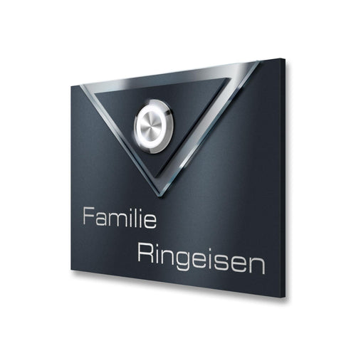Metzler Design Klingelschild mit Gravur + LED-Drucktaster optional | Velora