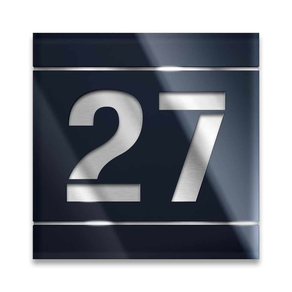 Hochglänzendes Hausnummernschild aus Edelstahl in Anthrazit