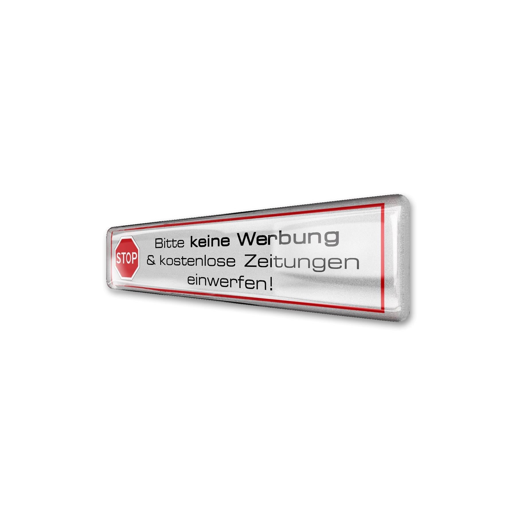 3D-Aufkleber - Bitte keine Werbung & kostenlose Zeitungen - silber