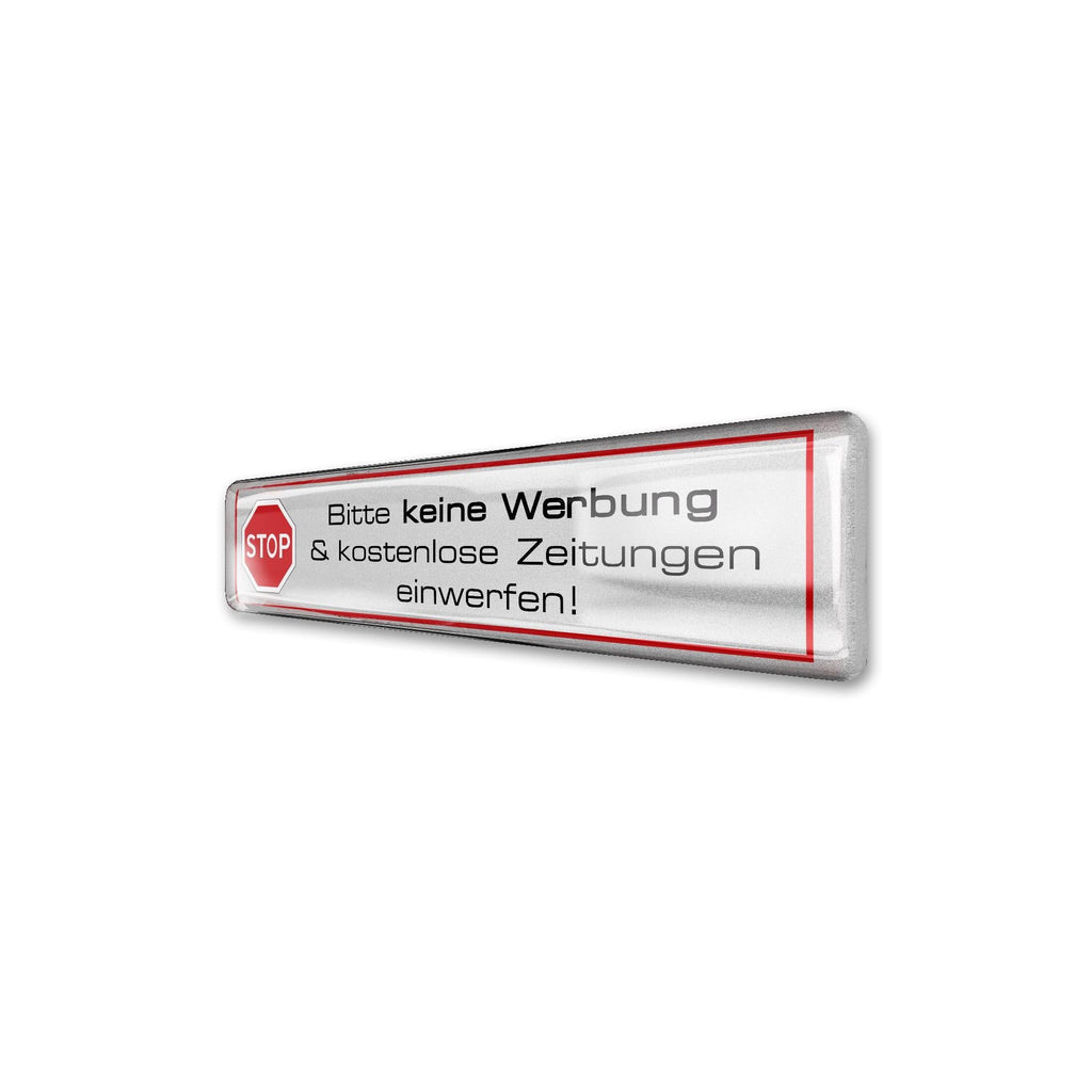 3D-Aufkleber - Bitte keine Werbung & kostenlose Zeitungen - einzeln verpackt