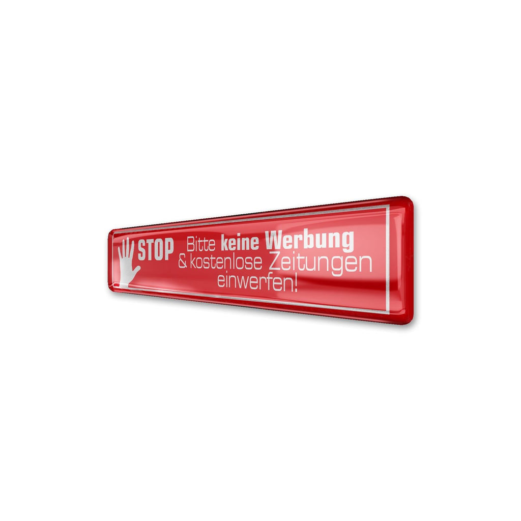 3D-Aufkleber - Bitte keine Werbung - rot