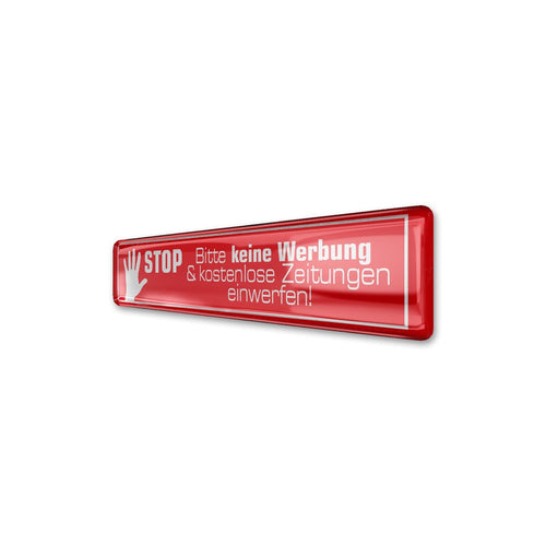 3D-Aufkleber - Bitte keine Werbung - rot