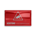3D-Aufkleber - Achtung Videoüberwachung - rot