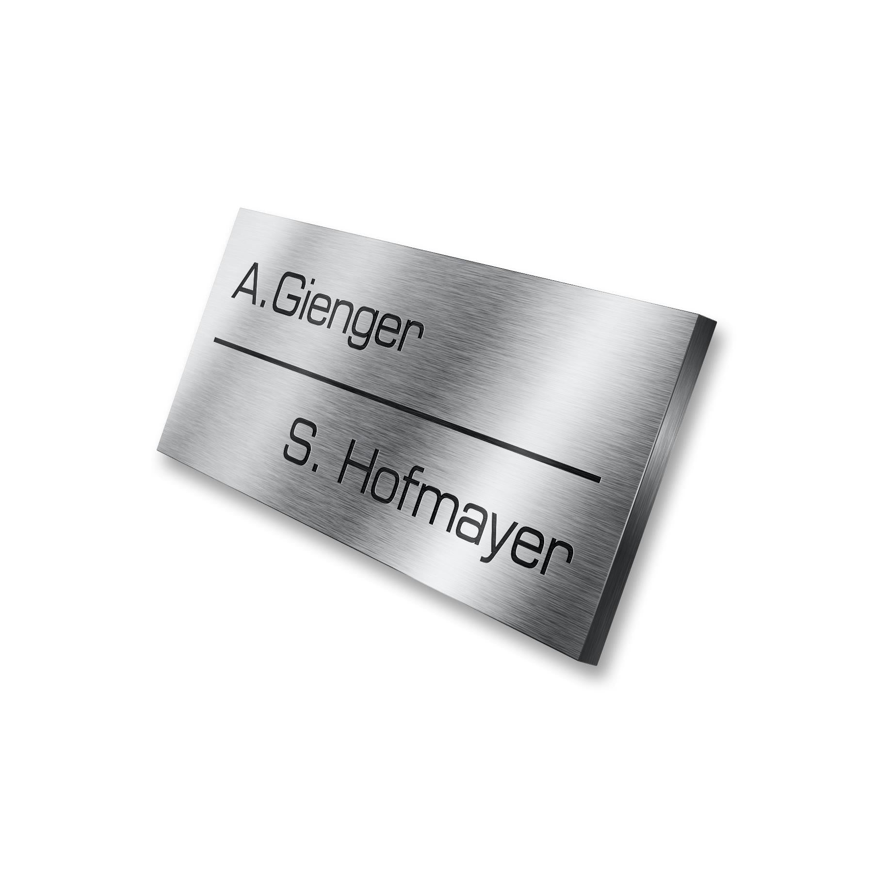 Namensschild groß 100 x 40 mm | aus Edelstahl mit Lasergravur