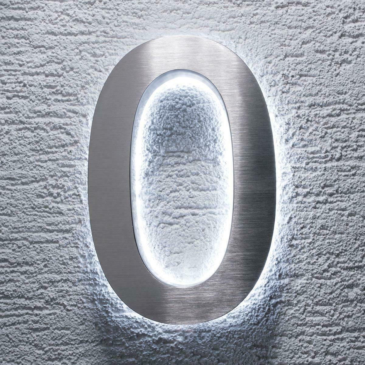 Metzler 3D Hausnummer Edelstahl LED Beleuchtung Höhe 20 cm