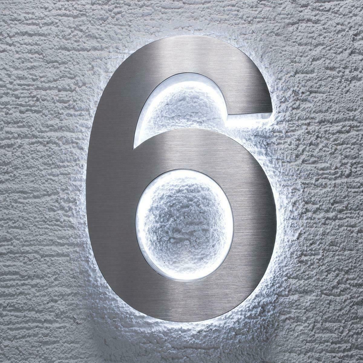 Metzler 3D Hausnummer Edelstahl LED Beleuchtung Höhe 20 cm