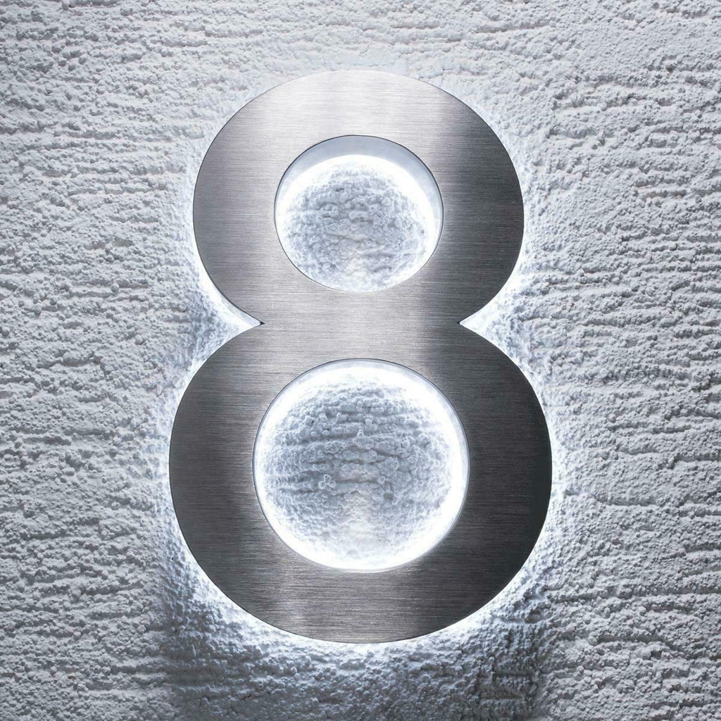 Metzler 3D Hausnummer Edelstahl LED Beleuchtung Höhe 20 cm
