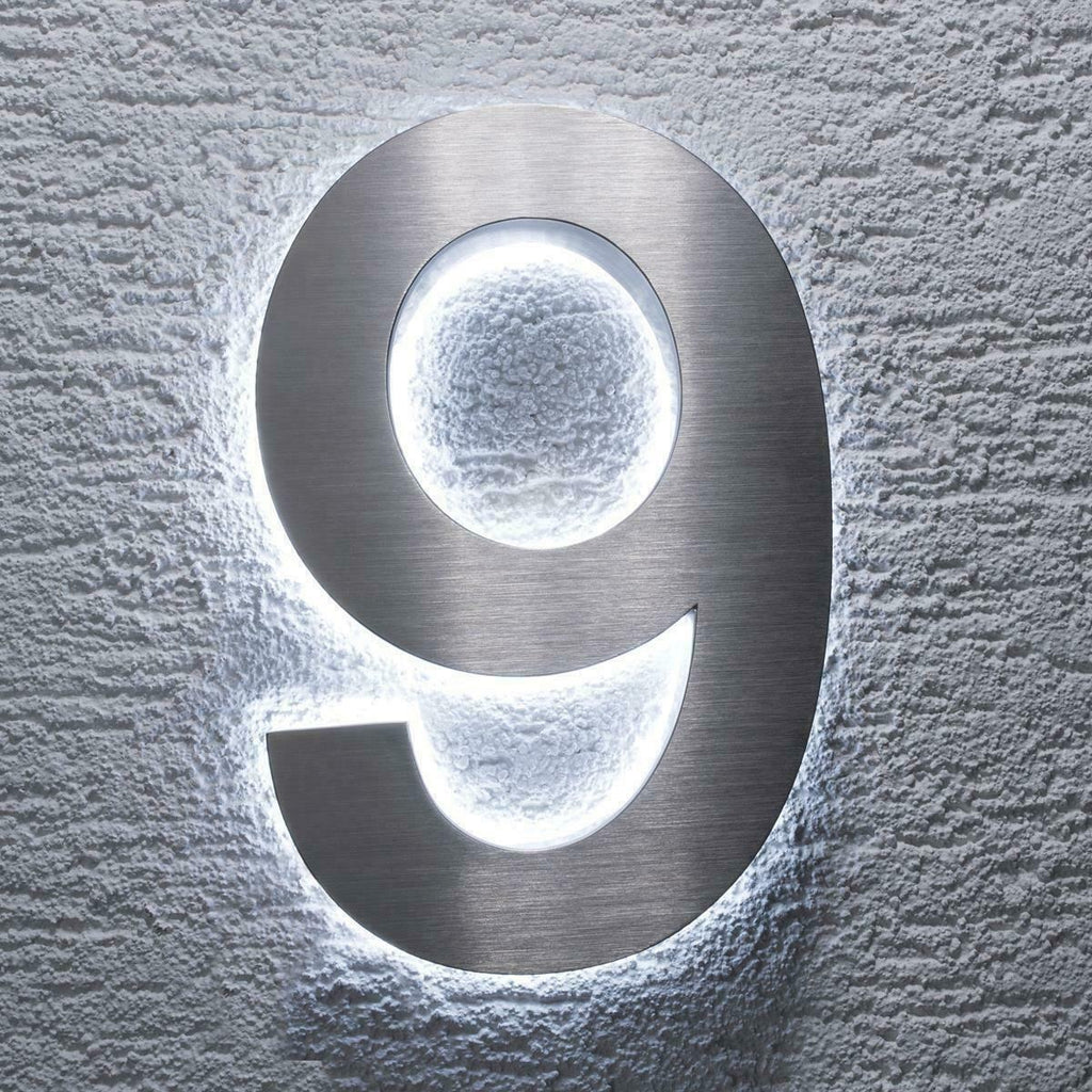 Metzler 3D Hausnummer Edelstahl LED Beleuchtung Höhe 20 cm