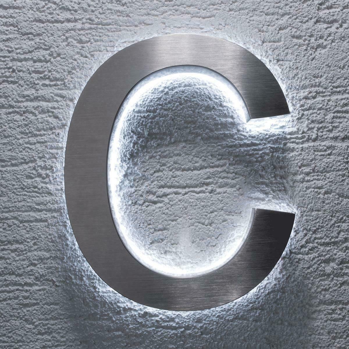 Metzler 3D Hausnummer Edelstahl LED Beleuchtung Höhe 20 cm
