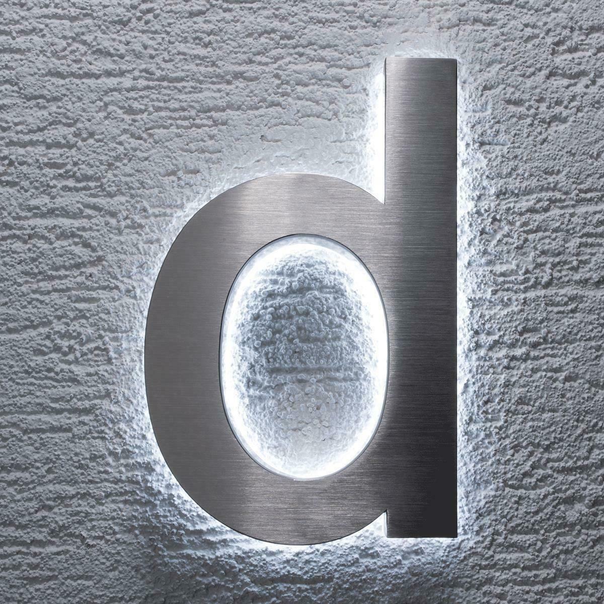 Metzler 3D Hausnummer Edelstahl LED Beleuchtung Höhe 20 cm