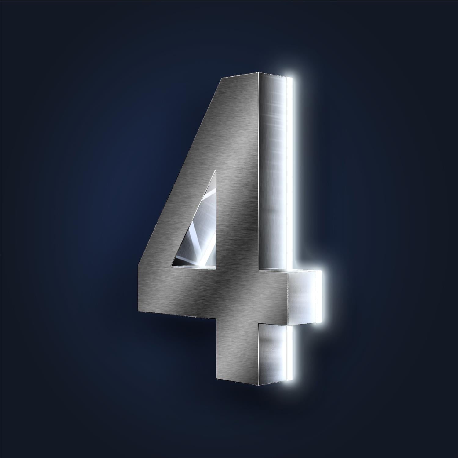 Metzler 3D Hausnummer Edelstahl LED Beleuchtung Höhe 20 cm