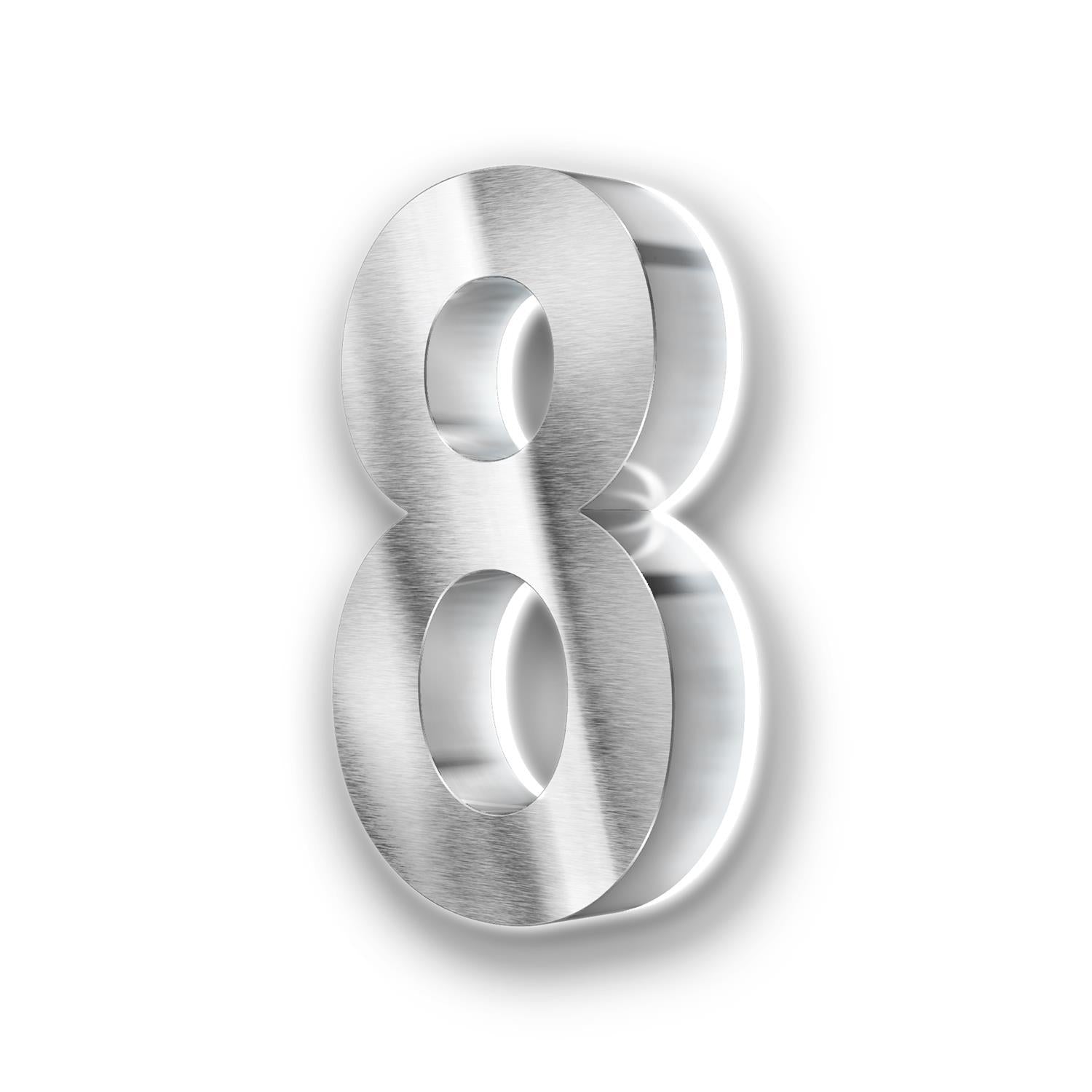 Metzler 3D Hausnummer Edelstahl LED Beleuchtung Höhe 20 cm