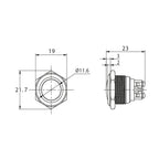 Metzler - Drucktaster 16mm - IP67 IK10 - Edelstahl - Gewölbt - Schraubkontakte