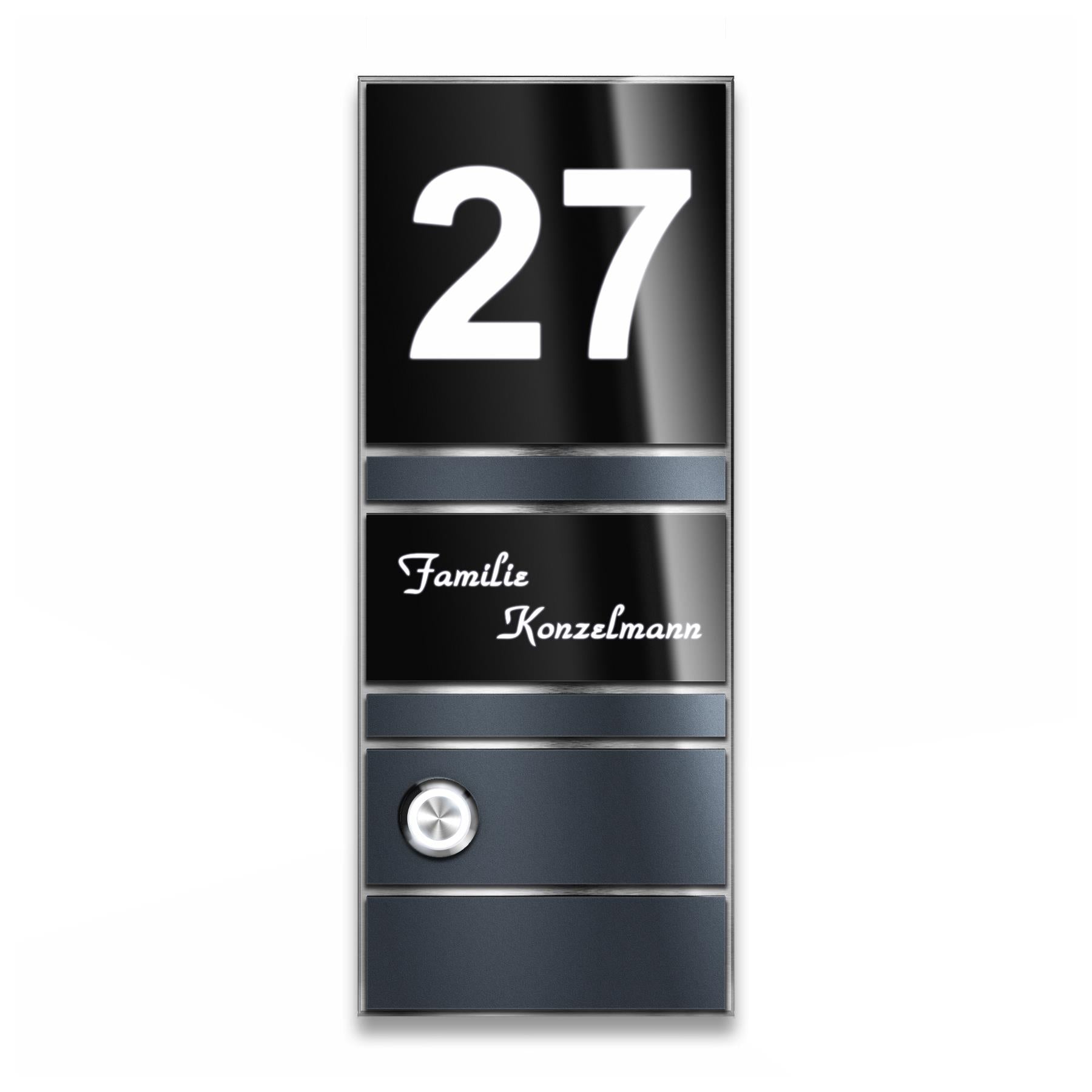 Anthrazit LED Türklingel aus Edelstahl Grey-Edition
