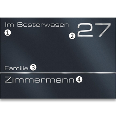 Hausnummernschild in Weiß aus Edelstahl