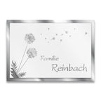 Namensschild Pusteblume aus Edelstahl in Weiß