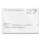 Hausnummernschild in Weiß aus Edelstahl
