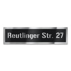Schild mit Straße & Hausnummer aus Edelstahl in Schwarz