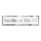 Schild mit Straße & Hausnummer aus Edelstahl in Weiß