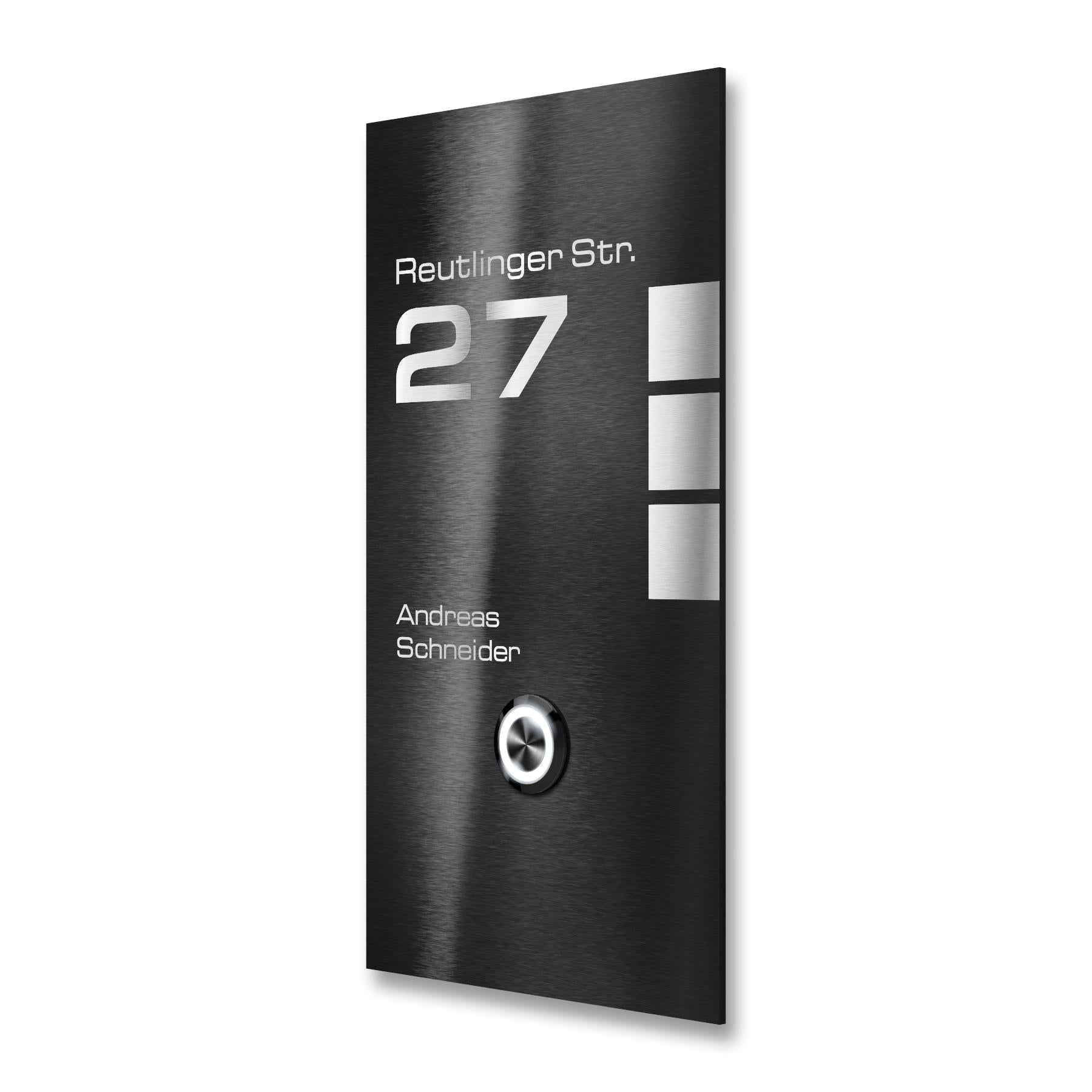 Metzler Design Klingelschild Edelstahl Schwarz Gravur | Talos