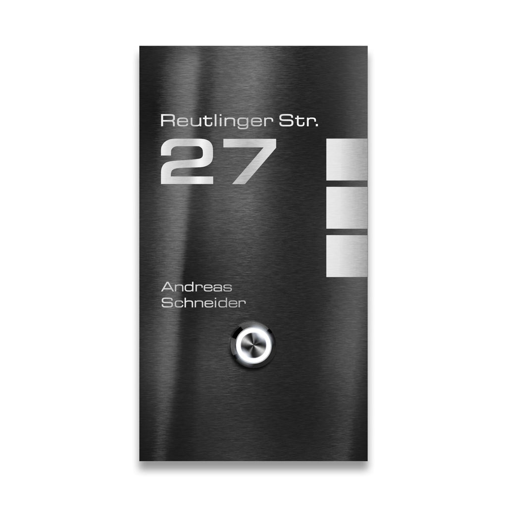 Metzler Design Klingelschild Edelstahl Schwarz Gravur | Talos